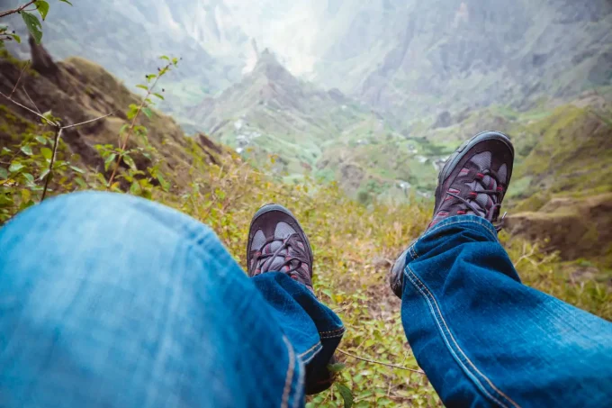 hiker in nature wearing jeans