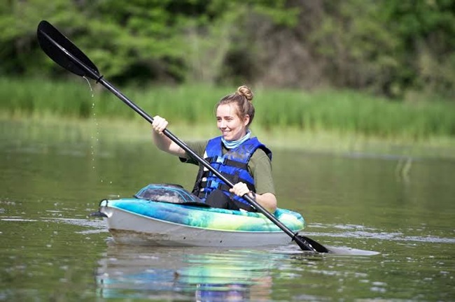 canoe paddling on a lake