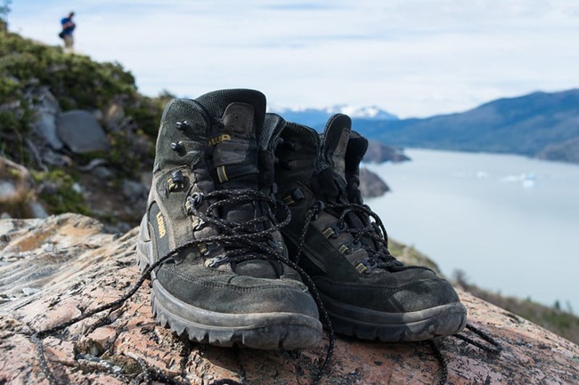 hiking boots in the wild