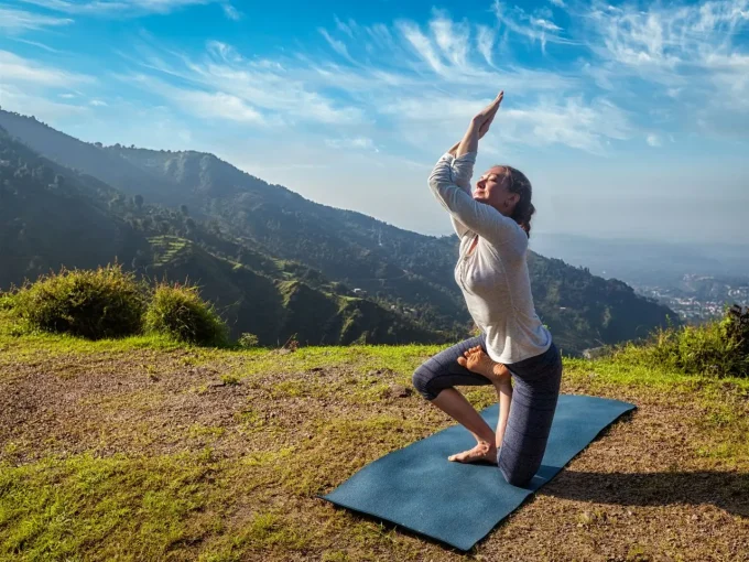 outdoors yoga on a mat